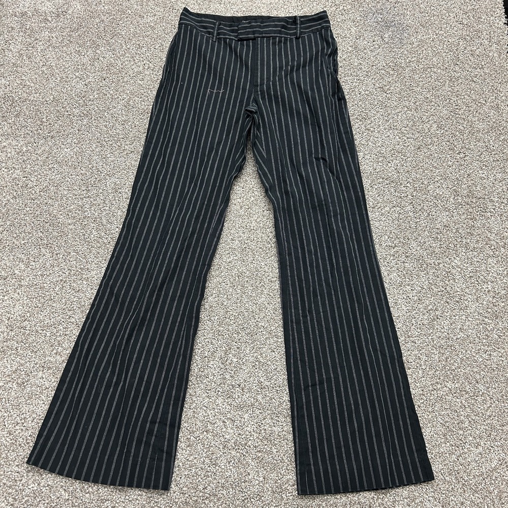 Y2K Banana Republic Dress Pants Womens 2 Black Pinstripe Twill Bootcut Stretch